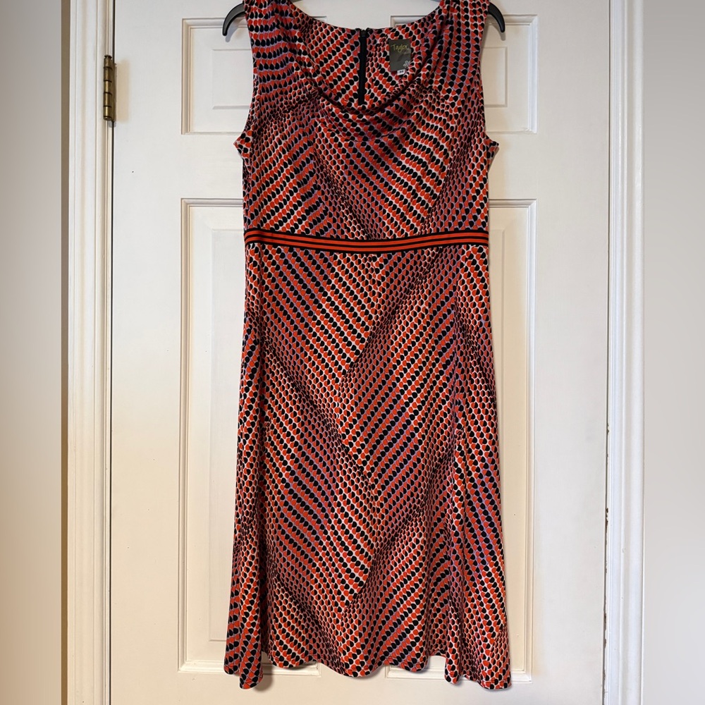 Taylor Red and Black Geometric Midi Dress